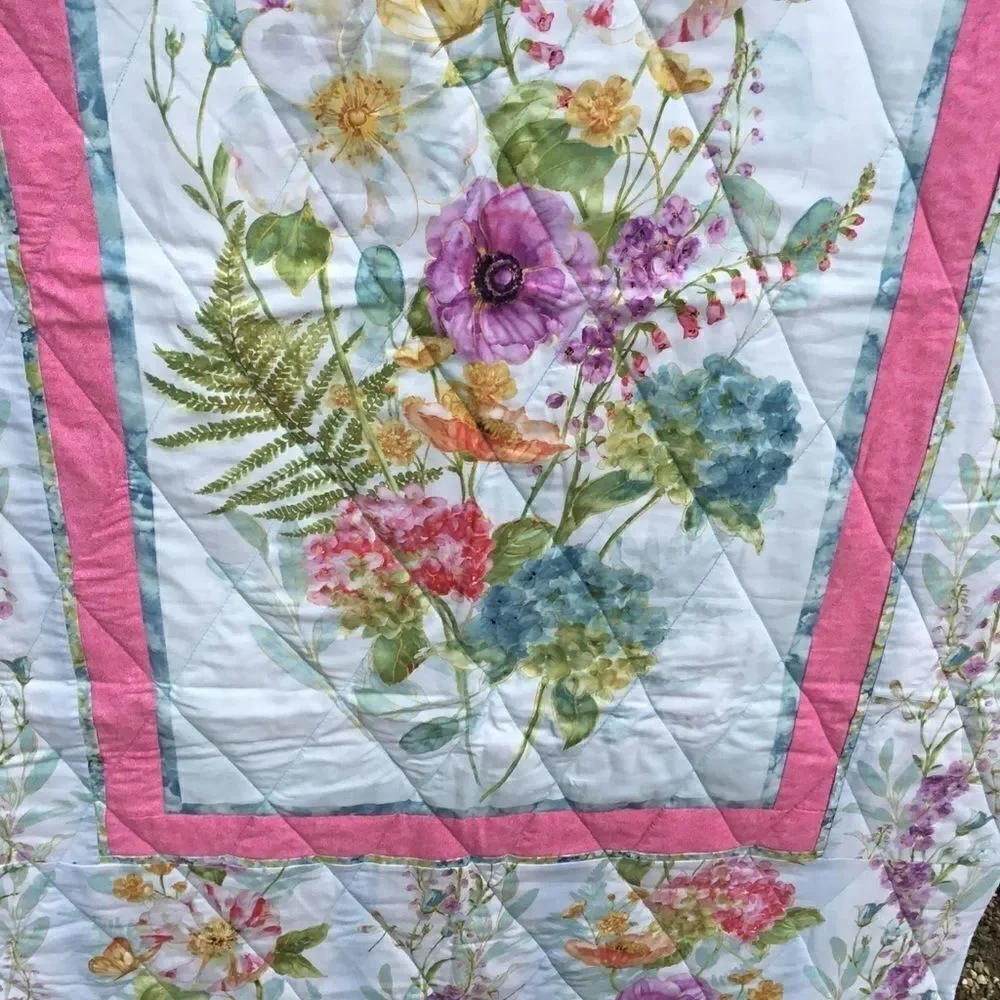 NWT Handcrafted Pastels Floral Quilt